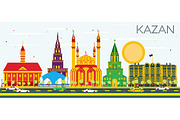 Kazan Skyline with Color Buildings