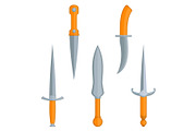 Set of dagger knives with very sharp point edges vector