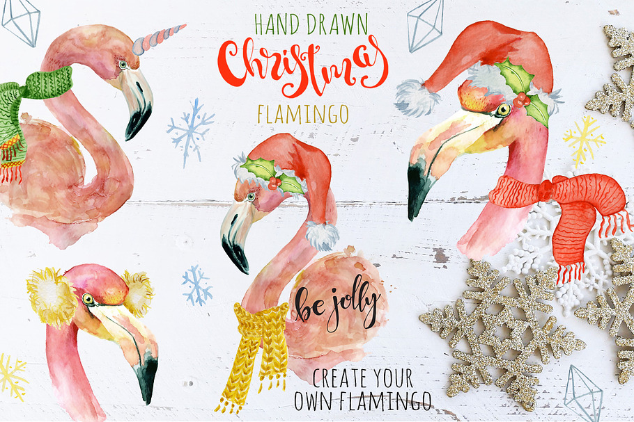 Christmas pink flamingo creator in Illustrations - product preview 8