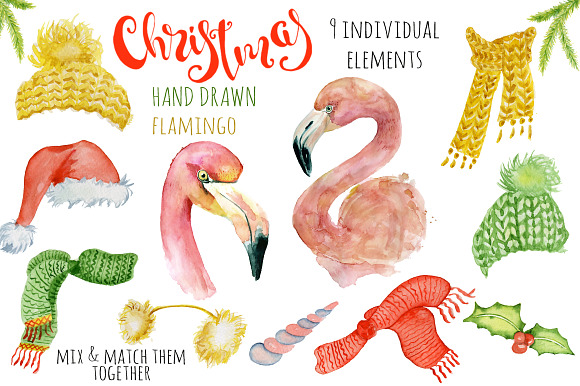 Christmas pink flamingo creator in Illustrations - product preview 1