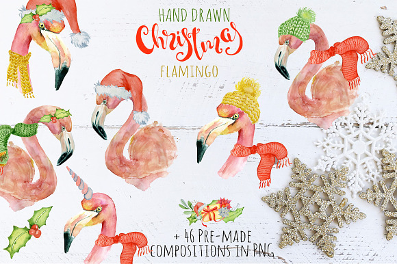 Christmas pink flamingo creator in Illustrations - product preview 2