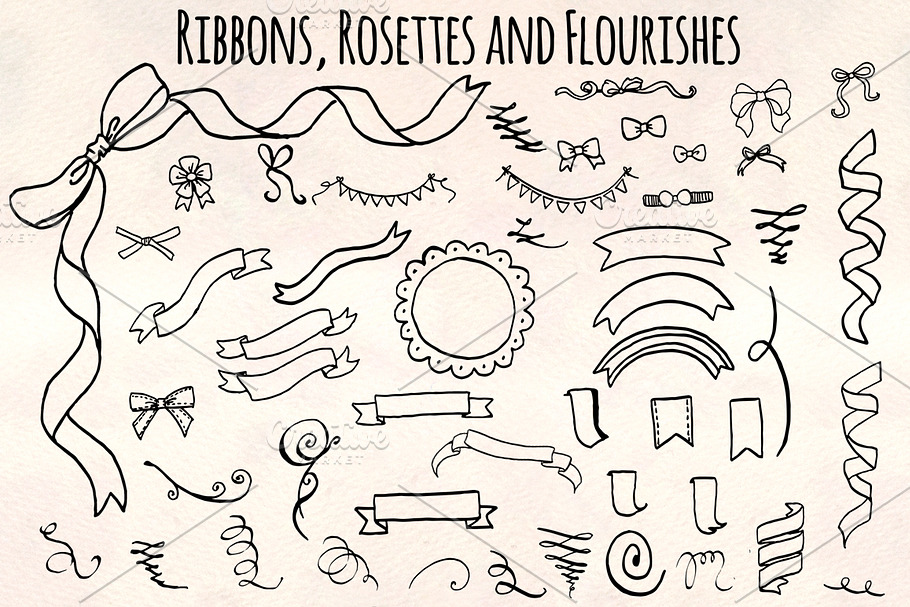 Ribbons Rosettes Flourishes Bundle in Illustrations - product preview 8