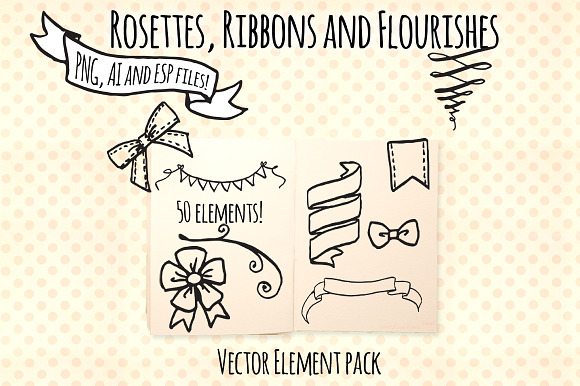 Ribbons Rosettes Flourishes Bundle in Illustrations - product preview 2