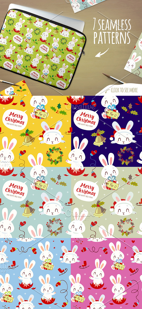 Christmas Bunny set  in Illustrations - product preview 1