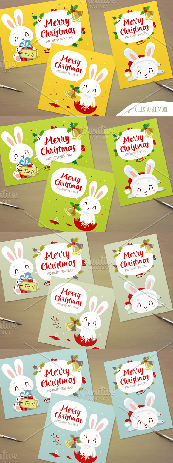 Christmas Bunny set  in Illustrations - product preview 2