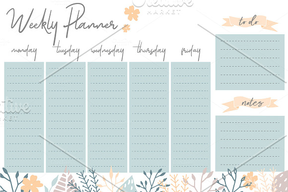 Weekly planner template in Illustrations - product preview 1