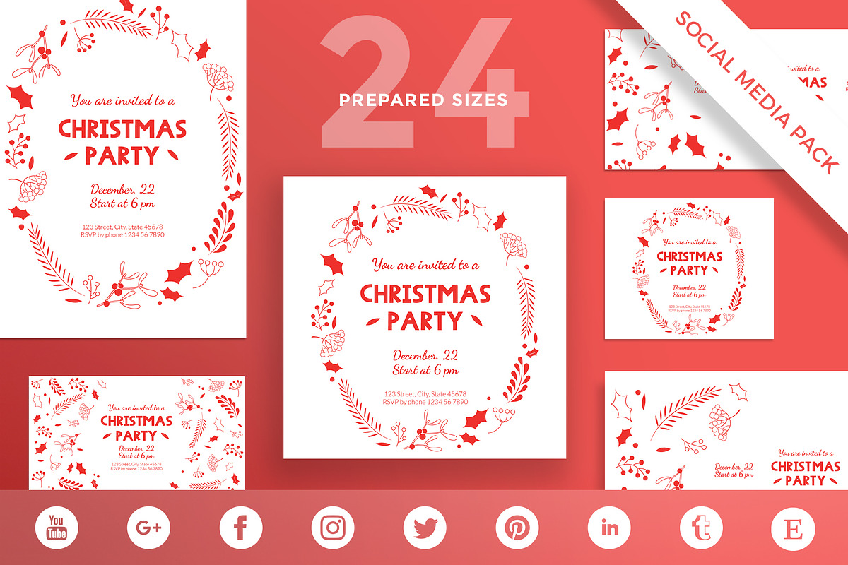 Social Media Pack | Christmas Party in Social Media Templates - product preview 8