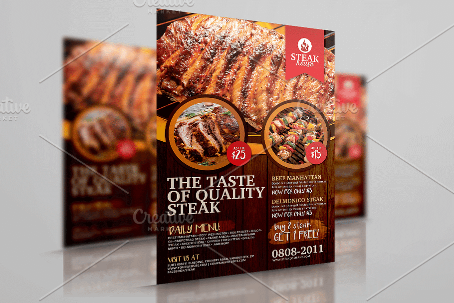 Barbecue Grill Restaurant Flyer in Flyer Templates - product preview 8