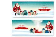 Two Holiday Christmas banners with a