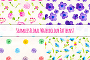 Floral Watercolor Patterns Bundle