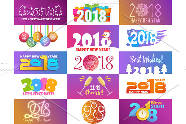 2018 happy New Year calendar Christmass text for Holiday calendar print colored design newborn party illustration