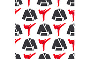 Monochrome fitness emblem design seamless pattern gym sport club strong equipment silhouette vector illustration.