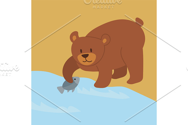 Cartoon bear character teddy pose vector background wild grizzly cute illustration adorable animal design.