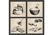Vector cocoa products hand drawn sketch doodle food chocolate sweet illustration.