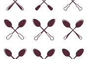 Set of crossed tablespoons