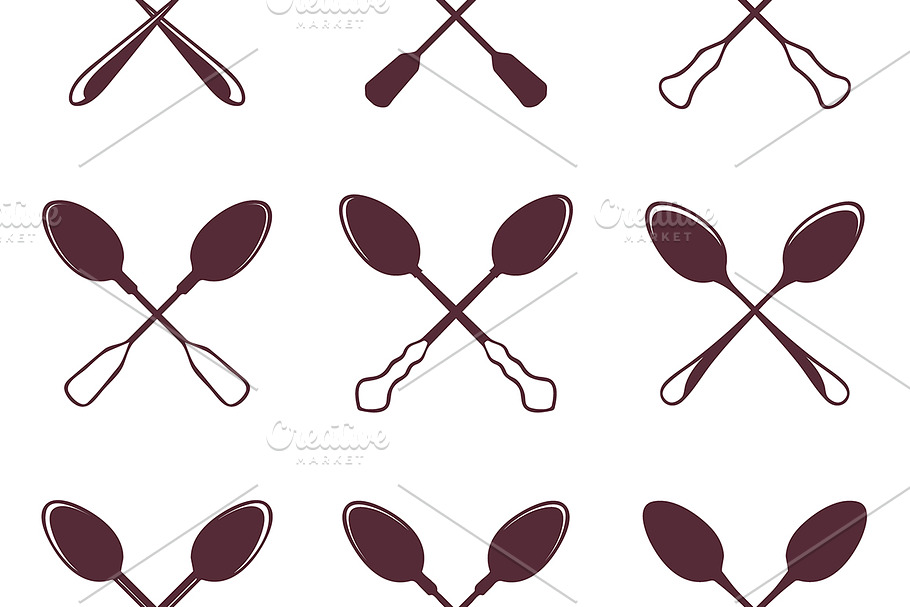 Set of crossed tablespoons in Objects - product preview 8