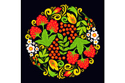 Vector khokhloma pattern design traditional Russia drawn illustration ethnic ornament painting illustration