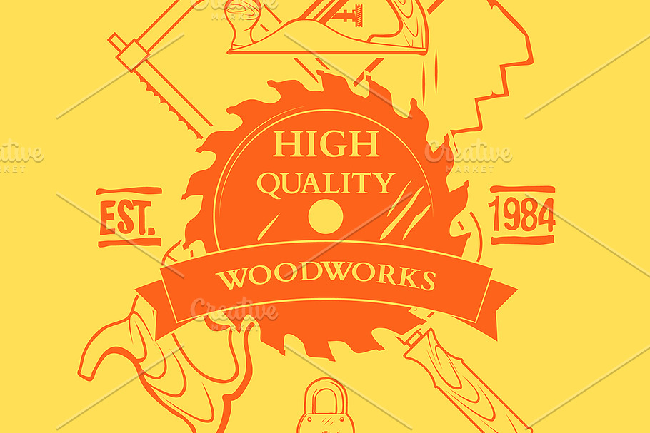 Vintage carpentry tools label in Illustrations - product preview 8