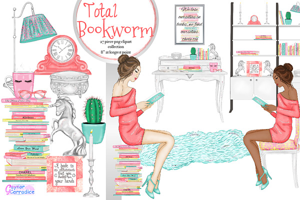 Total Bookworm Clipart collection