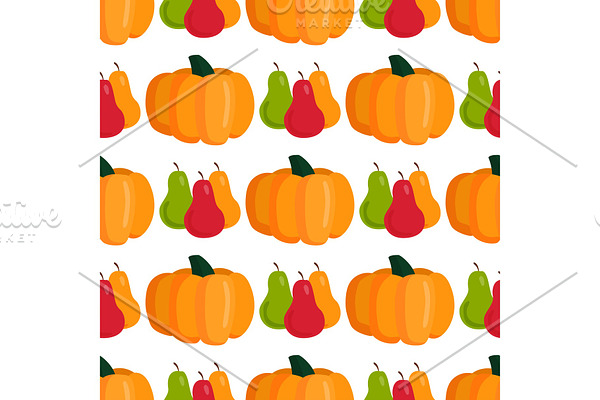 Seamless pattern with pumpkins thanksgiving autumn decoration vector illustration vegetable background.