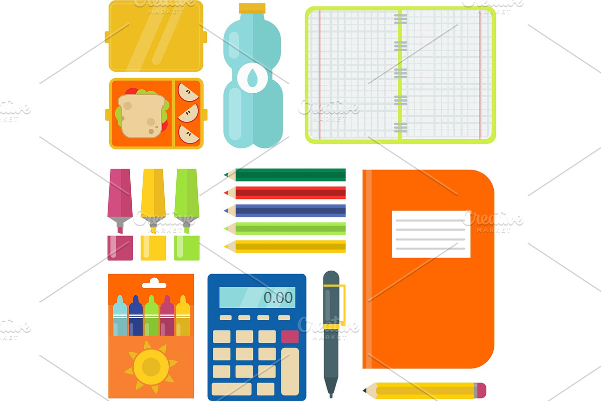School supplies children stationary educational accessory student notebook vector illustration. in Illustrations - product preview 8