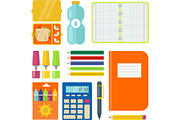 School supplies children stationary educational accessory student notebook vector illustration.