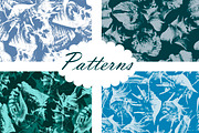 4 seamless patterns with shells