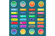 Colorful website web e-shop buttons design vector illustration glossy graphic label internet confirm template