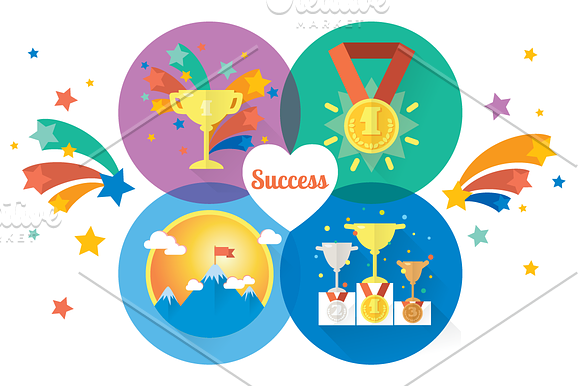 4 Success icons + 2 design templates in Illustrations - product preview 3