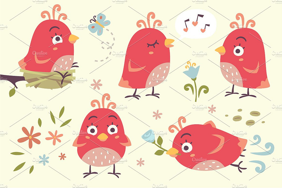 Cartoon Bird set in Illustrations - product preview 8