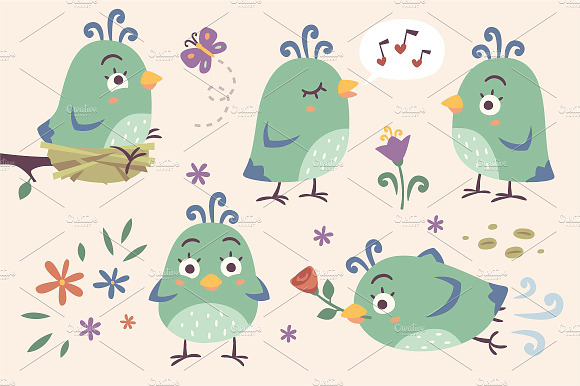 Cartoon Bird set in Illustrations - product preview 2