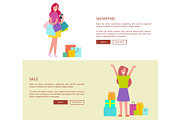Women with Shopping Bags Vector Illustration
