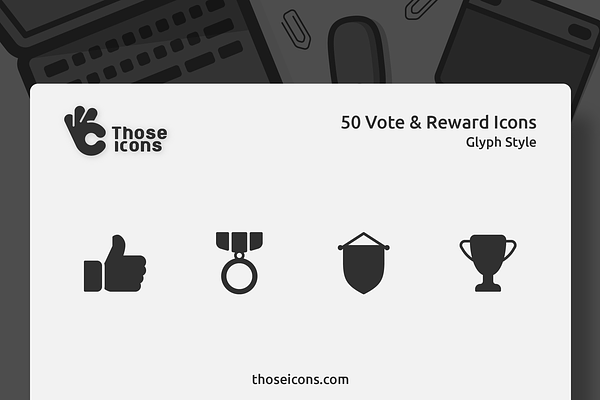 50 Vote & Reward Glyph Icon