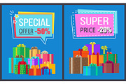 Special Offer Super Price Promo Labels Gift Boxes