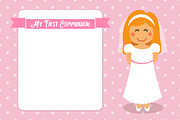 Cute First Communion card for girls