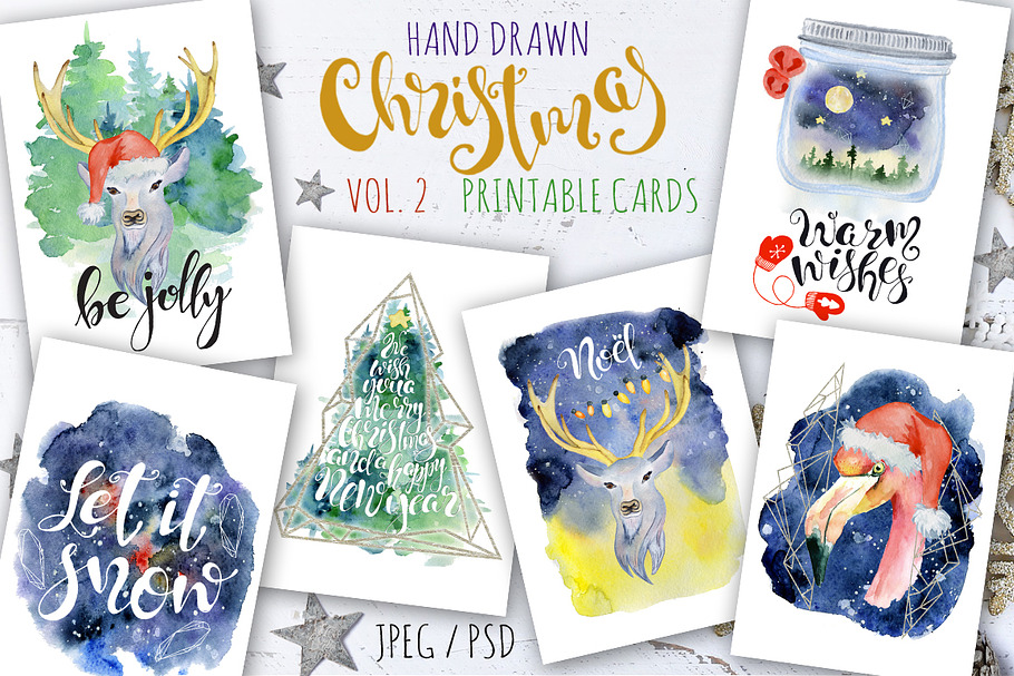 Christmas watercolor cards Vol.2 in Illustrations - product preview 8