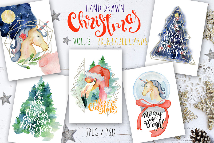 Christmas watercolor cards Vol.3 in Illustrations - product preview 8