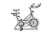 Sport equipment bike engraving vector illustration