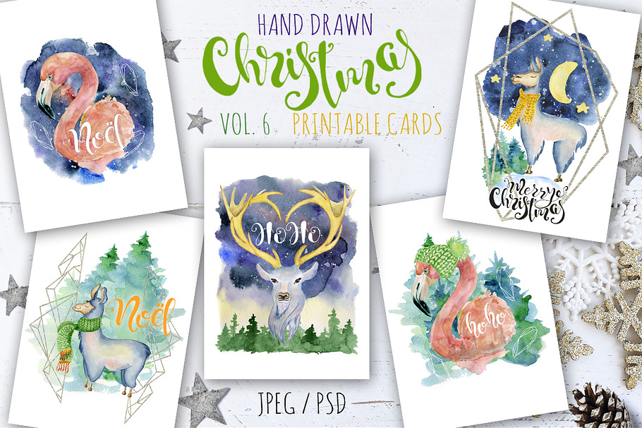 Christmas watercolor cards Vol.6 in Illustrations - product preview 8