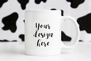 White Coffee Mug Mockup animal print