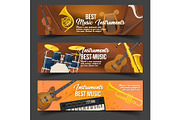 Set of isolated badges for music instruments