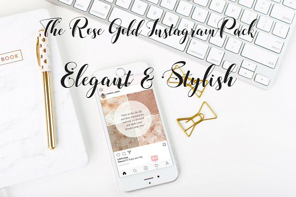 Sale! Instagram Rose gold 1 + 2 in Instagram Templates - product preview 1