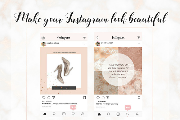 Sale! Instagram Rose gold 1 + 2 in Instagram Templates - product preview 2