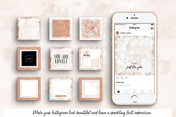 Sale! Instagram Rose gold 1 + 2 in Instagram Templates - product preview 4