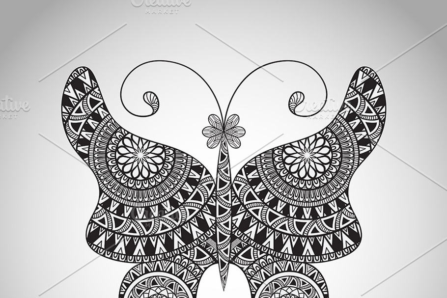 Vector  Doodle Buttrfly in Illustrations - product preview 8