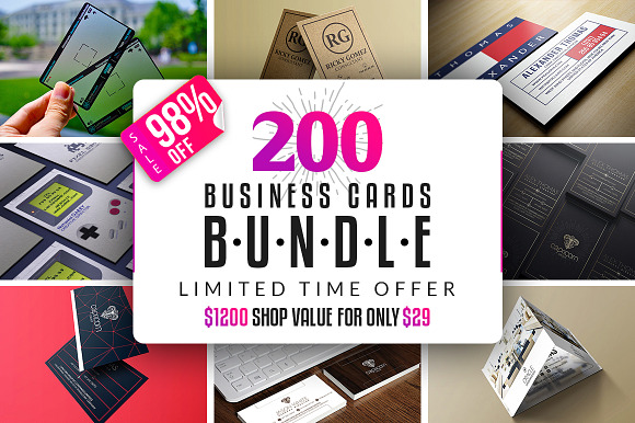200 Business Cards Bundle in Business Card Templates - product preview 200