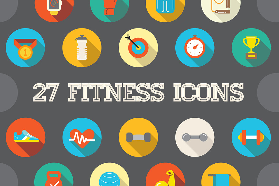 Awesome 27 Flat Vector Fitness Icons
