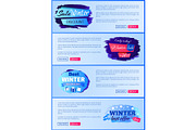 Sale Winter Discount Set on Vector Illustration