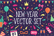 2019 New Year Celebration Vector Set