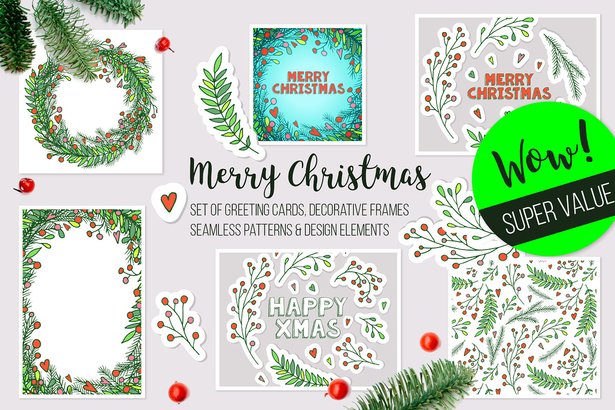 Christmas vector frames, elements in Illustrations - product preview 8
